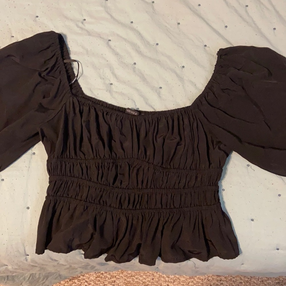 black cropped blouse